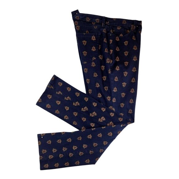 Charter Club Lexington Straight Leg Jeans 6 Navy Blue Preppy Family Crest Ankle - Picture 1 of 15